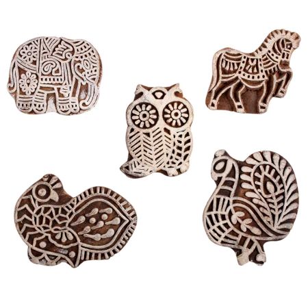 Set of 5 Piece New Mix Wooden Printing Block
