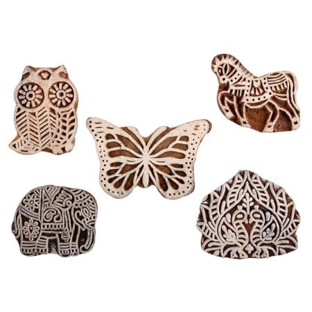 Set of 5 Piece New Mix Wooden Printing Block