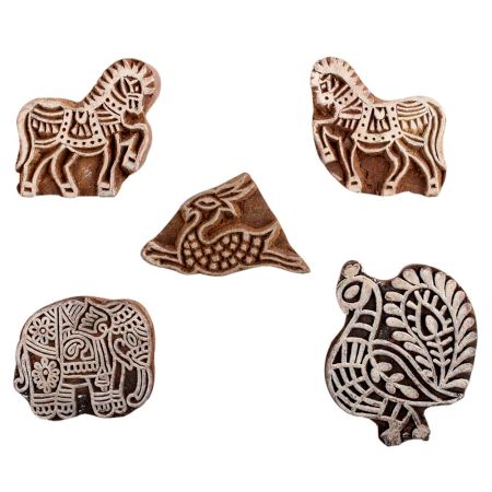 Set of 5 Piece New Mix Wooden Printing Block