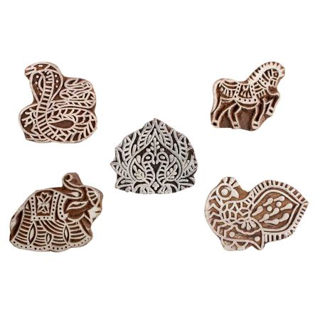 Set of 5 Piece New Mix Wooden Printing Block