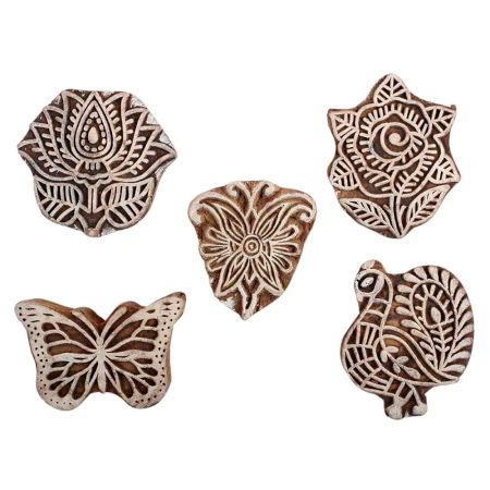 Set of 5 Piece New Mix Wooden Printing Block