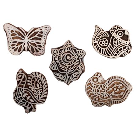 Set of 5 Piece New Mix Wooden Printing Block