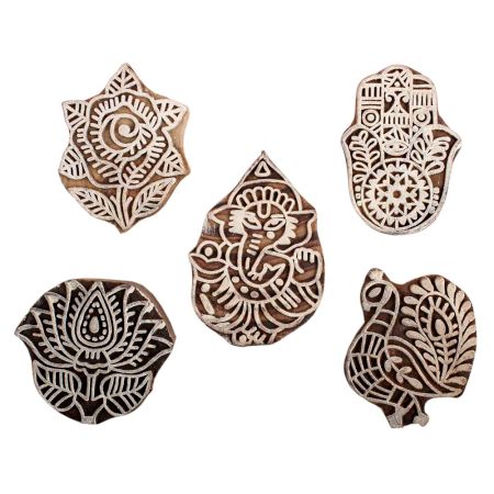 Set of 5 Piece New Mix Wooden Printing Block