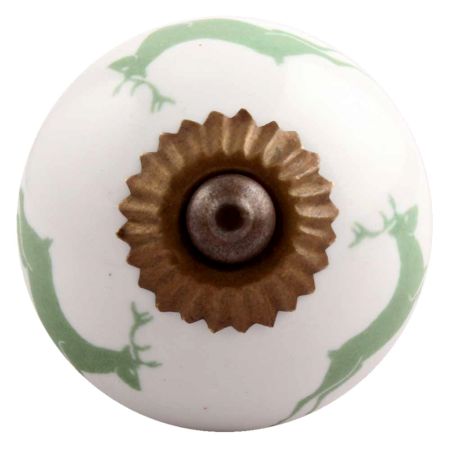 Forest Green Running Rein Deer Pattern Ceramic Cabinet Knob