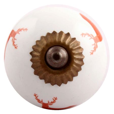 Brick Red Standing Rein Deer Pattern Ceramic Drawer Knob Online