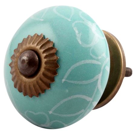Sea Green Leaf Ceramic Dresser Knob Online