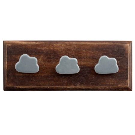 Grey Cloud Ceramic Wooden Hooks
