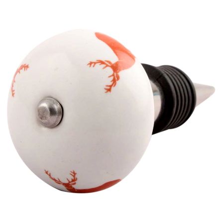 Peach Standing Rein Deer Pattern Ceramic Wine Stopper