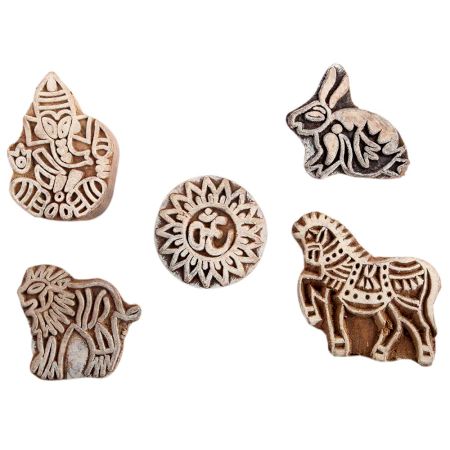 Set of 5 Piece New Mix Wooden Printing Block