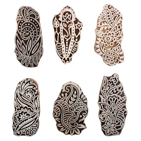 Set of 6 Piece New Mix Wooden Printing Block