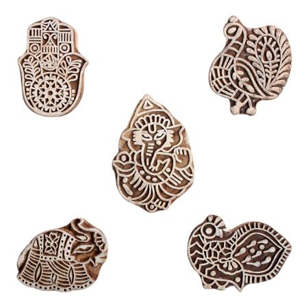 Set of 5 Piece New Mix Wooden Printing Block