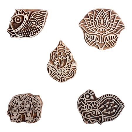 Set of 5 Piece New Mix Wooden Printing Block