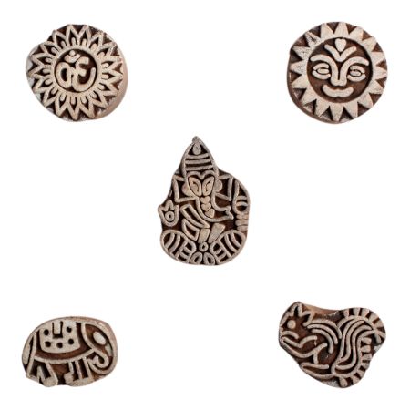 Set of 5 Piece New Mix Wooden Printing Block