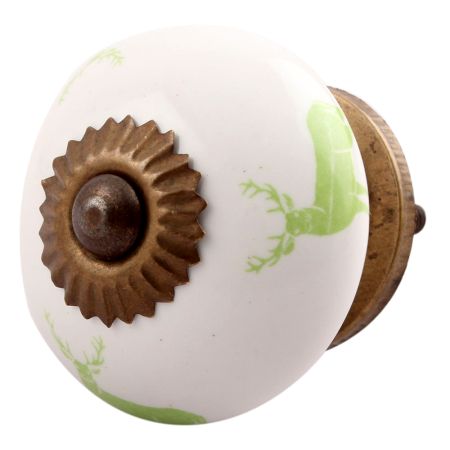 Pea Green Standing Rein Deer Pattern Ceramic Cabinet Knob Online 