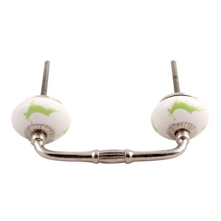 Pea Green Running Rein Deer Pattern Ceramic Bridge Handle