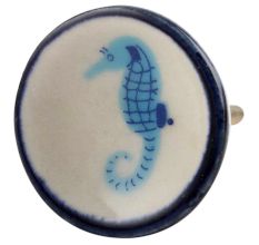 Turquoise Seahorse Flat Ceramic Drawer Knob Online