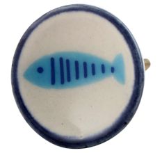 Turquoise Fish Flat Ceramic Drawer Knob Online 