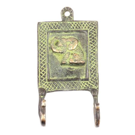 Green Brass Elephant Wall Hooks