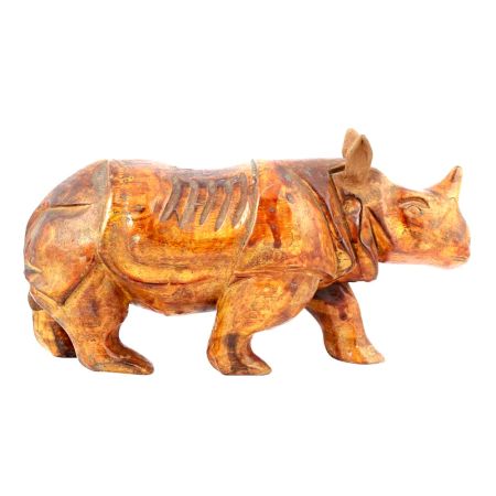 Hand Carved Rino in Mango Wood