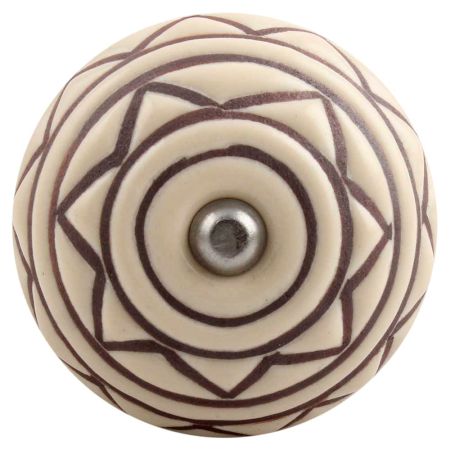 Cream Brown Pattern Etched Ceramic Wine Stopper