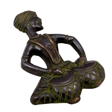 Brass Musician Playing Tabla with patina