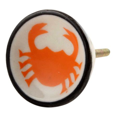 Orange Crab Ceramic Drawer Knob