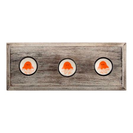 Orange Sea Fish Flat Ceramic Wooden Hooks