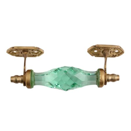 Mint Green Cut Glass Golden Small Wardrobe Handle