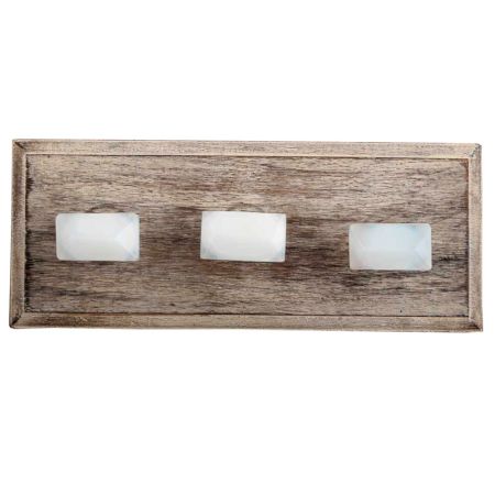 Milky White Prism Shape Glass Wooden Hooks