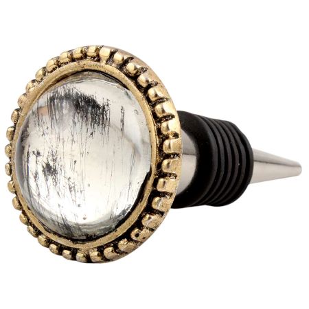 Clear Wheel Glass And Metal Wine Stopper