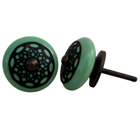 Pea Green Strewn Flat Knob