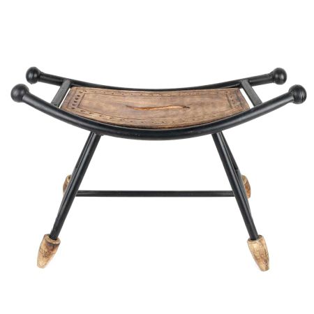 Wooden Wrought Iron Boat Shaped Stool