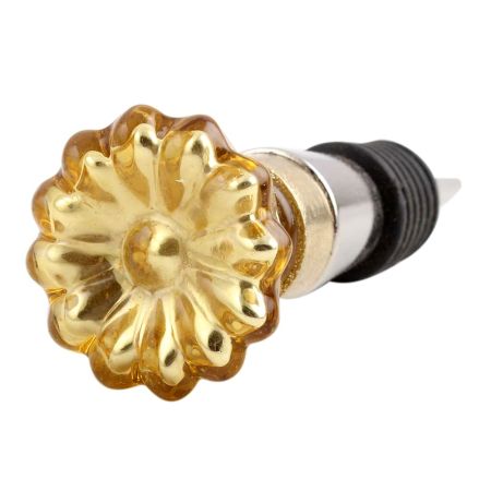 Golden Mercury Sunflower Glass Wine Stopper