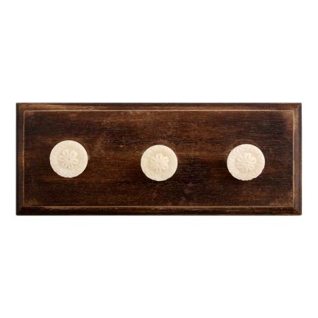 Cream Tiny Flower Bone Wooden Hooks