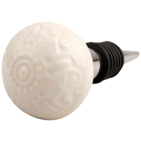 Cream Ceramic Floral Wine Stopper