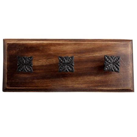 Black Four Leaf Metal Wooden Hooks
