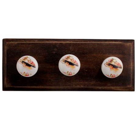Beautiful Lady Ceramic Wooden Hooks
