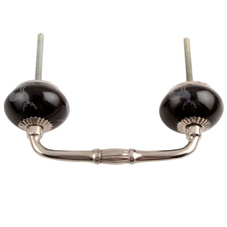 Black Standing Rein Deer Ceramic Bridge Handle