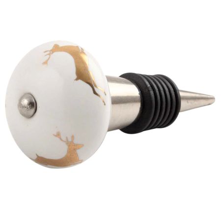 Golden Runing Rein Deer Pattern Ceramic Wine Stopper