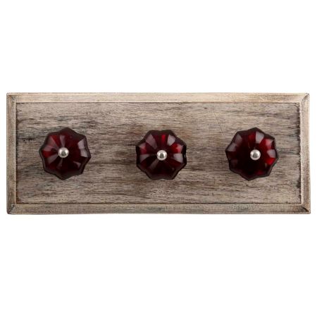 Red Melon Glass Wooden Hooks