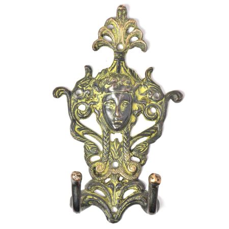 Bronze Wall Decorative Hooks with Green Patina with 2 Hooks