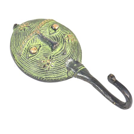 Brass Tribal Face Patina Rich Single Wall Hook