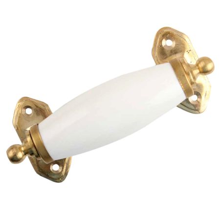 White Small Ceramic Golden Door Handle