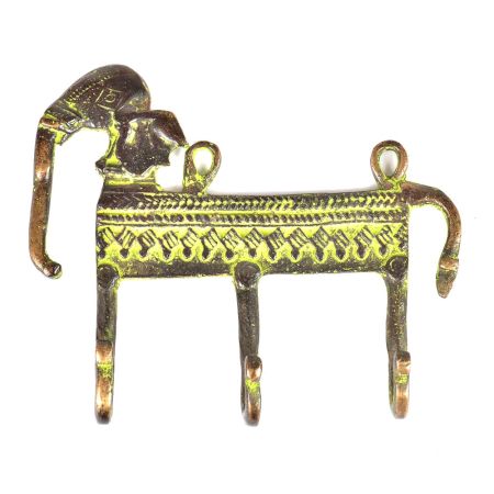 Bronze Patina Rich Elephant Figurine  Wall Hooks