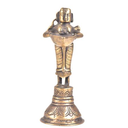 Brass Oil Lamp Lady Holding Diya
