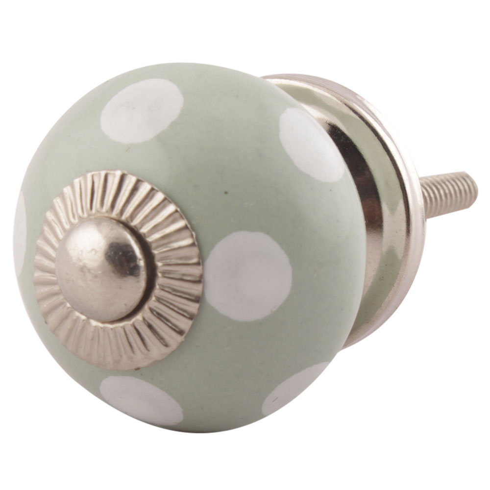 Sage Green Dotted Small Ceramic Cabinet Knobs Online