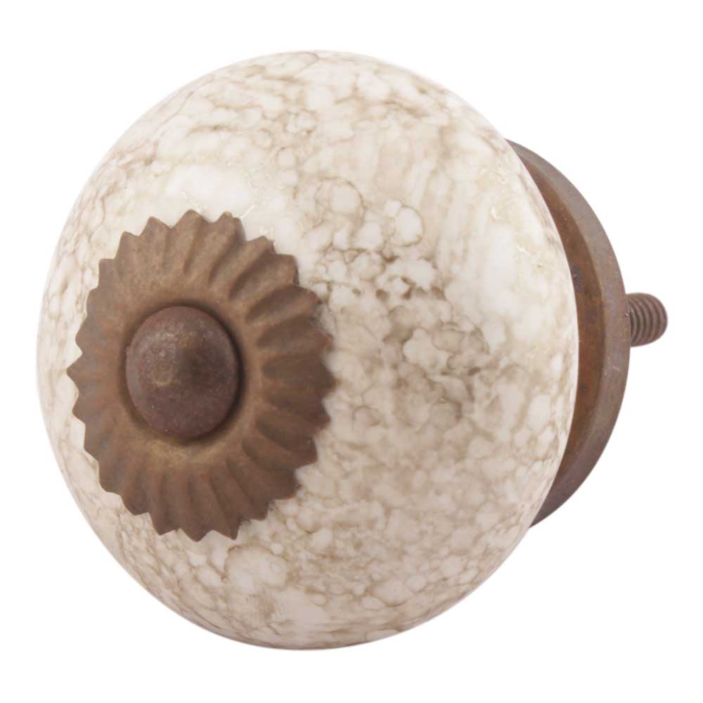 White Marble Ceramic Floral Cabinet Knobs