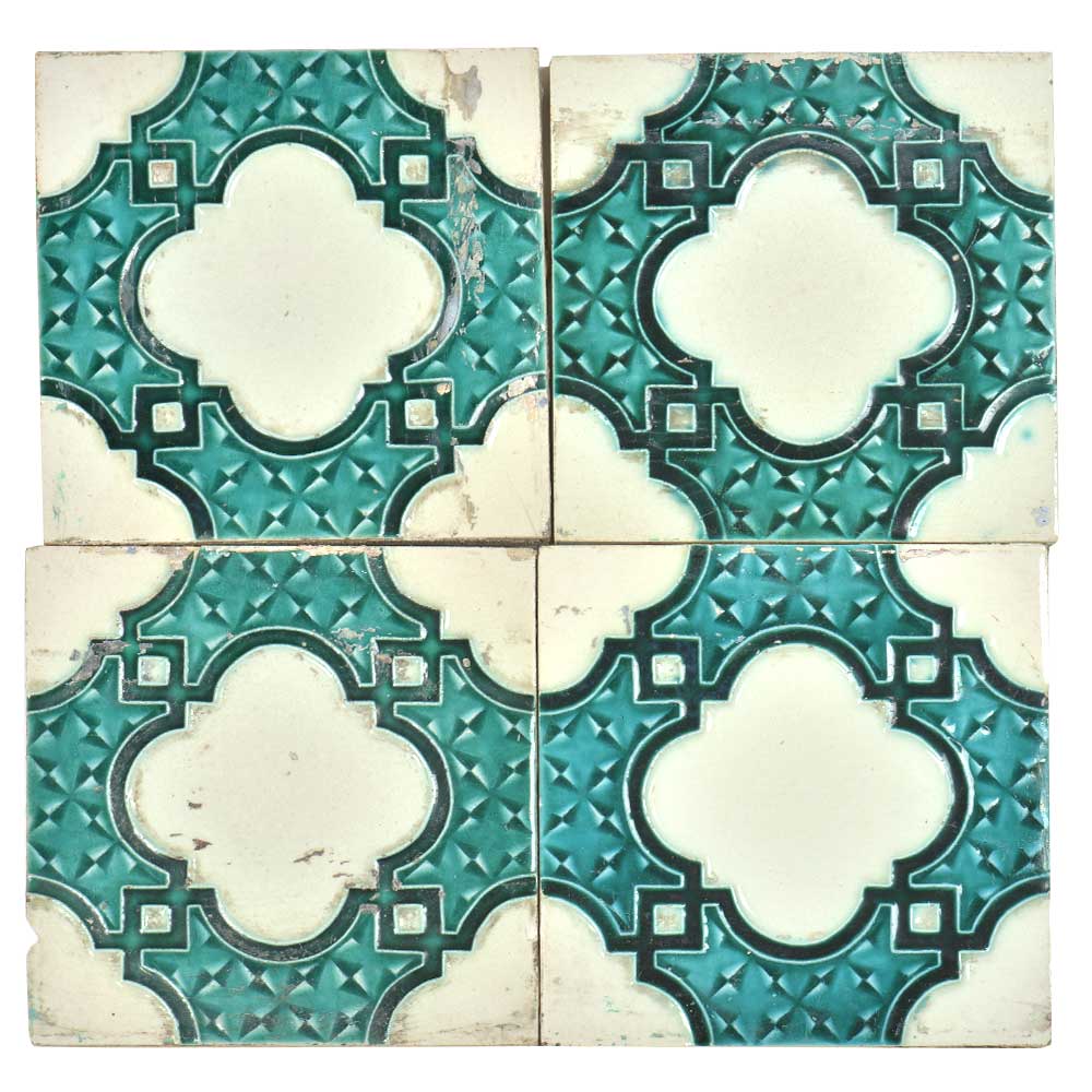 Blue Vintage Old Designer Ceramic Tile Set of 4