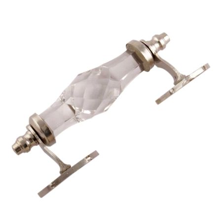 Clear Cut Glass Silver Small Door Handle