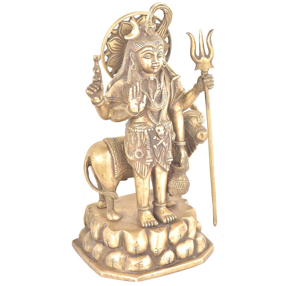 Brass Lord Shiva Standing Statue With Nandi